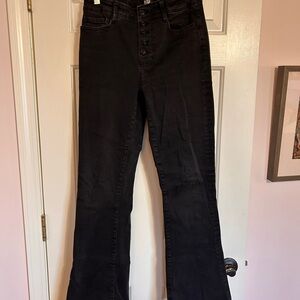 PAIGE Black High-Rise Flare Jeans